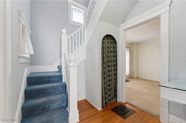 162 S Cedar St, Oberlin, OH 44074 - stairway with hardwood / wood-style flooring and baseboards