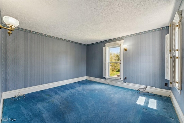 162 S Cedar St, Oberlin, OH 44074 - carpeted spare room featuring baseboards, a textured ceiling, and wallpapered walls