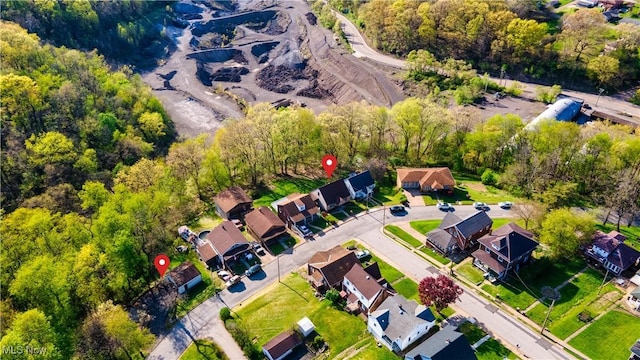 birds eye view of property with a residential view