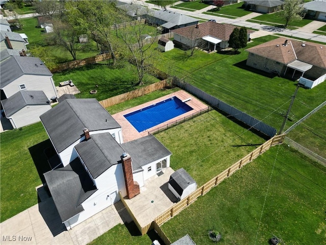 aerial view with a residential view