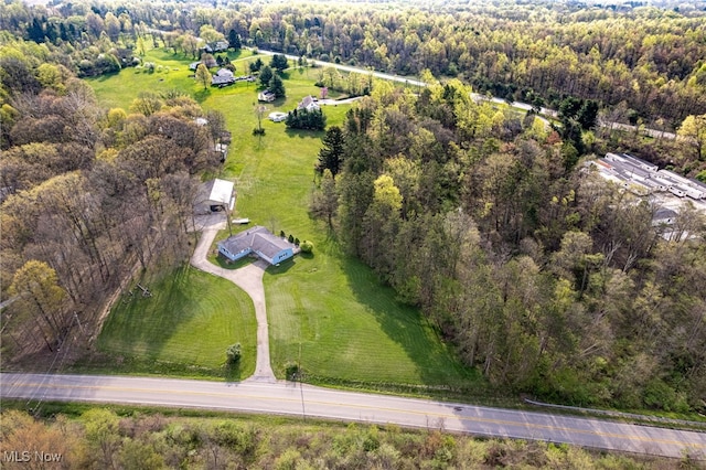 aerial view with a forest view