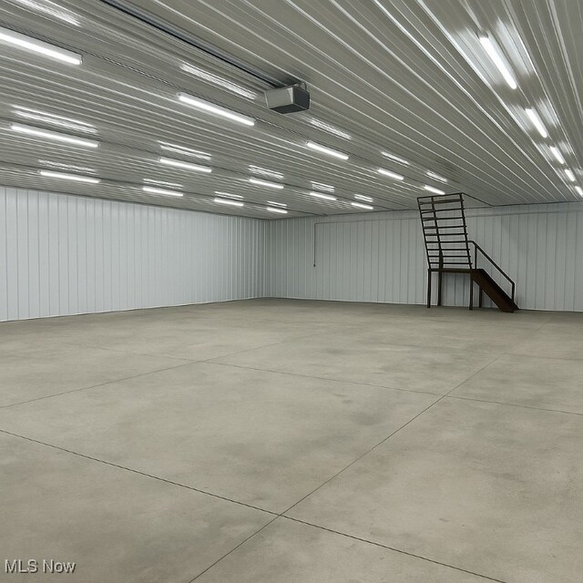 garage with a garage door opener