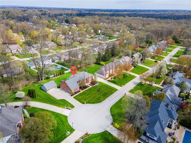 drone / aerial view with a residential view
