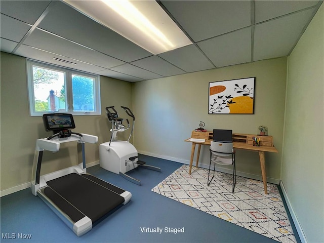 workout area with baseboards and visible vents