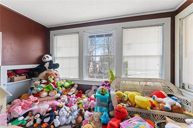 bedroom with ornamental molding