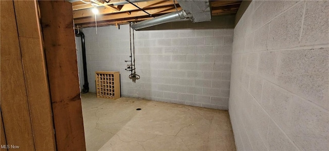 view of unfinished basement