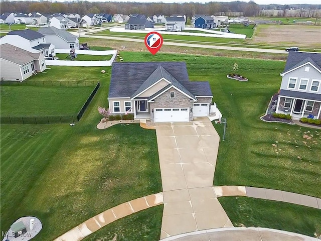 aerial view featuring a residential view
