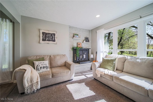 living area with recessed lighting