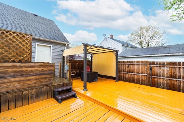 wooden deck featuring fence