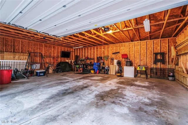 garage with a garage door opener