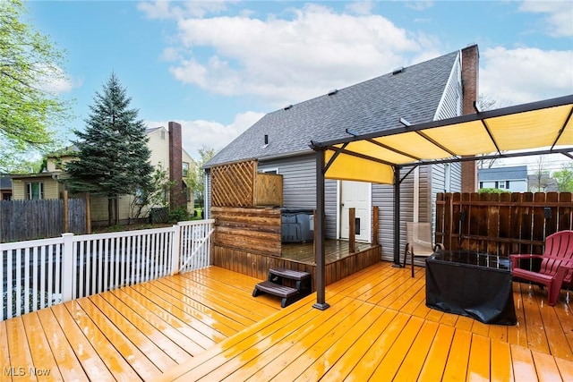 wooden terrace with fence