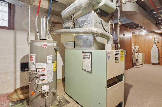 utility room with water heater