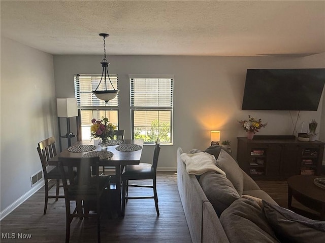 1173 Red Tail Hawk Ct Unit 4, Youngstown, OH 44512 - dining area with baseboards, a textured ceiling, dark wood-type flooring, and visible vents