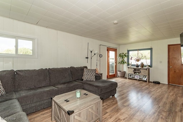 living room featuring light wood-type flooring