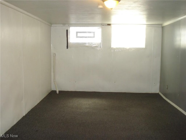 below grade area featuring carpet