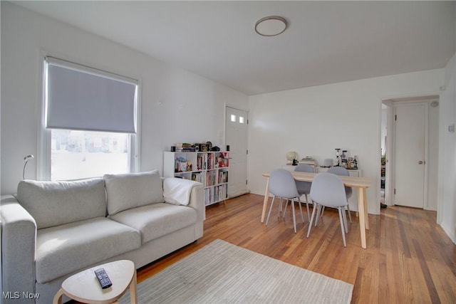 living area with light wood-type flooring