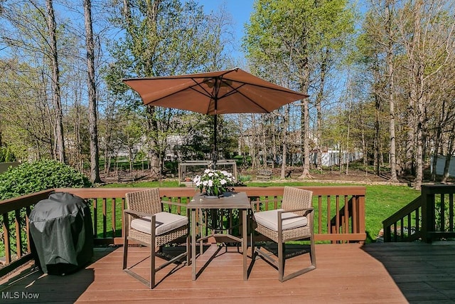 deck with a grill