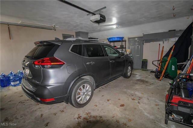 garage with a garage door opener