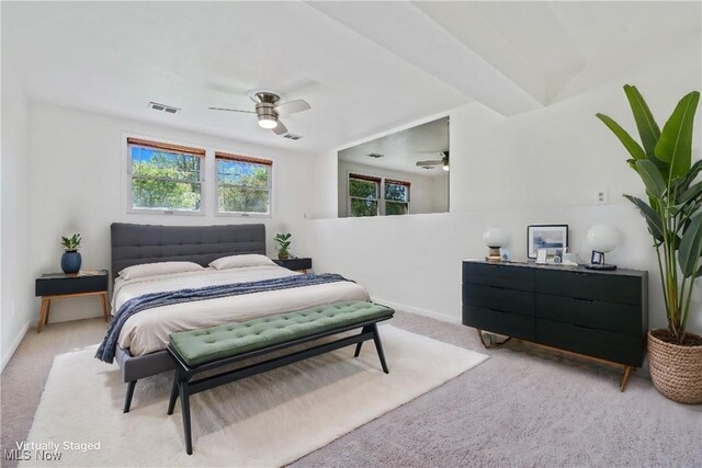 6414 Glenallen Ave, Solon, OH 44139 - bedroom with light carpet, baseboards, and a ceiling fan