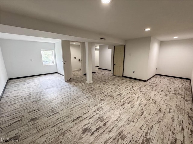 1160 Bethel Rd, Marietta, OH 45750 - basement featuring recessed lighting, baseboards, visible vents, and light wood finished floors