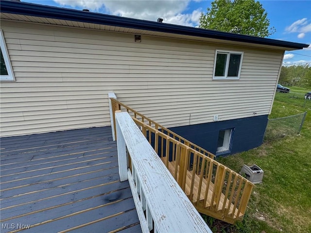 1160 Bethel Rd, Marietta, OH 45750 - wooden terrace featuring a yard and stairway