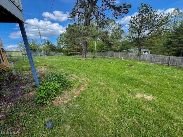 view of yard with a fenced backyard