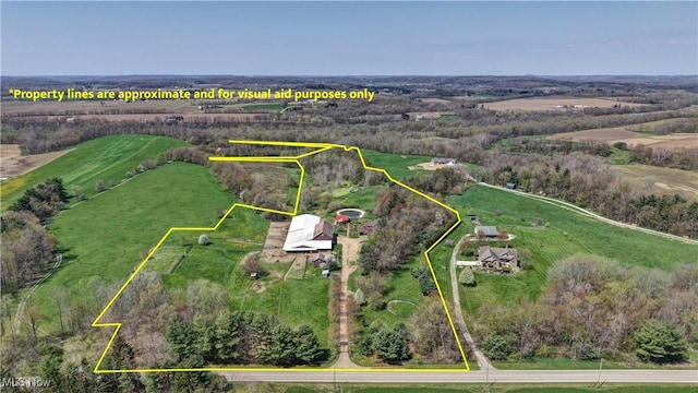 aerial view with a rural view