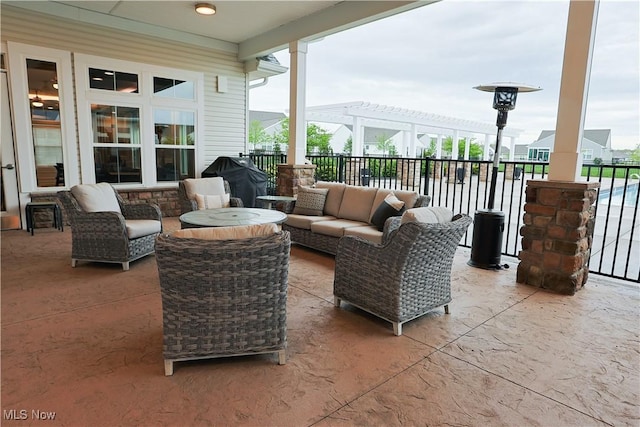 601 Cedar Crest Dr, Elyria, OH 44035 - view of patio / terrace with an outdoor living space, a pergola, and a grill