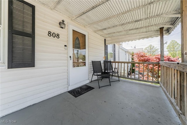view of patio with a porch