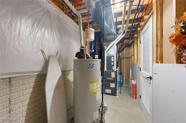 utility room featuring gas water heater