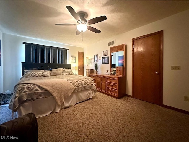 1218 Ohltown Mcdonald Rd, Mineral Ridge, OH 44440 - bedroom with light colored carpet, a ceiling fan, and a textured ceiling