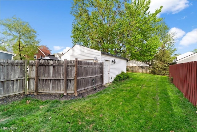 view of yard with a fenced backyard