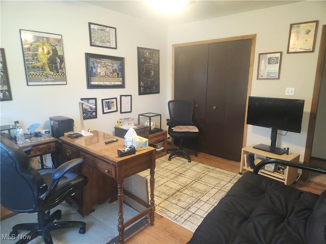 office featuring light wood-type flooring