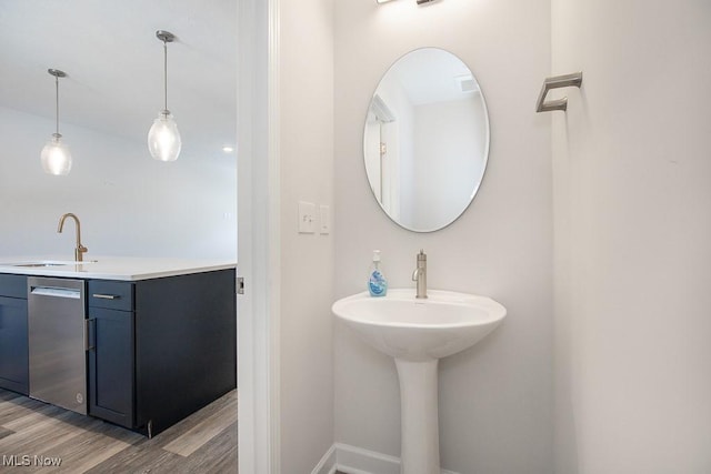 bathroom featuring a sink and wood finished floors