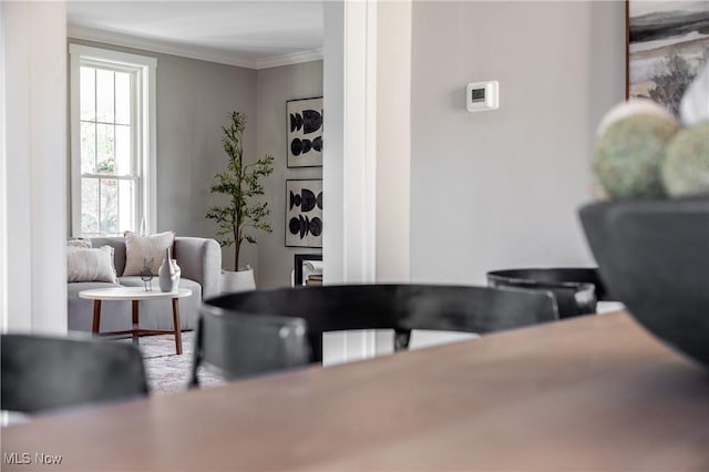 interior space featuring ornamental molding