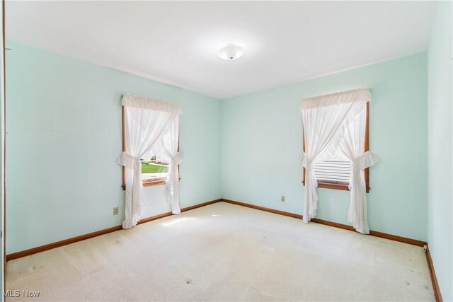 spare room featuring baseboards, carpet, and a wealth of natural light