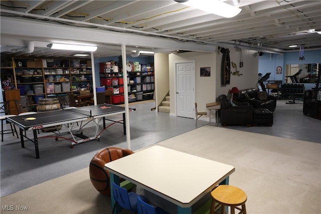 playroom with finished concrete floors