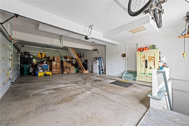 garage with a garage door opener