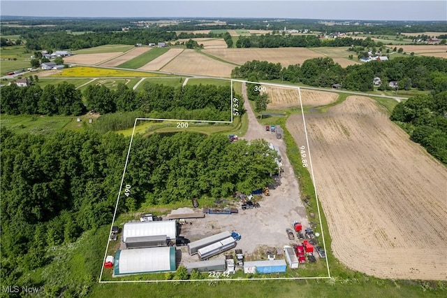 drone / aerial view with a rural view