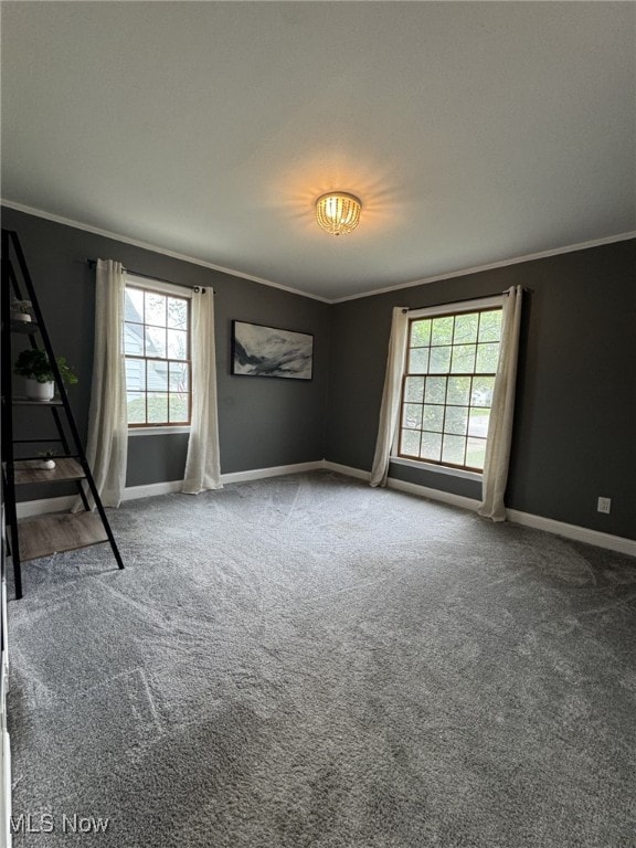 22322 Westwood Rd, Fairview Park, OH 44126 - spare room with crown molding, baseboards, and carpet floors