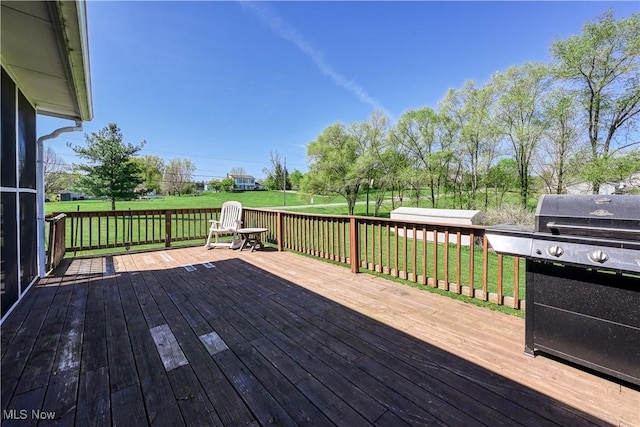 4561 Industry Rd, Ravenna, OH 44266 - wooden deck featuring a lawn and a grill
