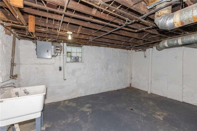 1459 W 107th St, Cleveland, OH 44102 - basement with a sink and electric panel