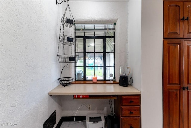 office with a textured wall