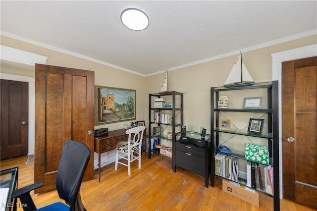 2155 Middlefield Rd, Cleveland Heights, OH 44106 - office with crown molding and wood finished floors