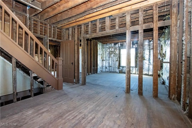 7333 Blachleyville Rd, Wooster, OH 44691 - basement featuring stairway and wood finished floors