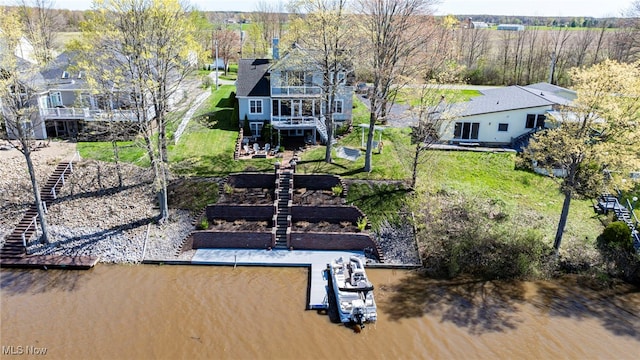1432 Lake Vue Dr, Roaming Shores, OH 44085 - view of dock featuring stairs and a deck with water view
