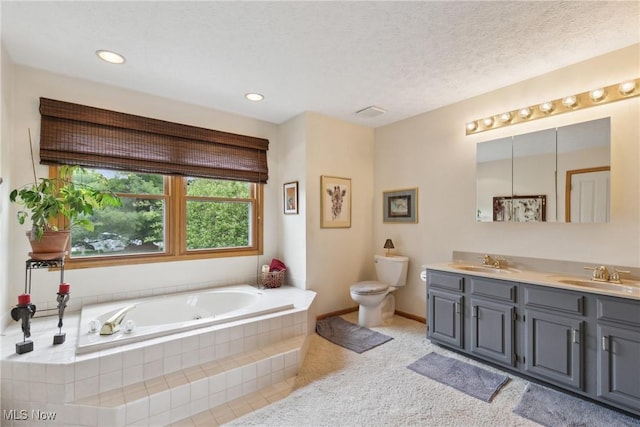 5420 Crystal Cove Cir, Stow, OH 44224 - full bathroom featuring double vanity, a sink, a bath, and toilet