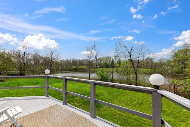 5420 Crystal Cove Cir, Stow, OH 44224 - wooden deck with a lawn and a water view