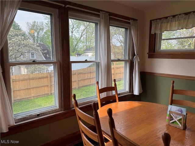 dining space with a healthy amount of sunlight
