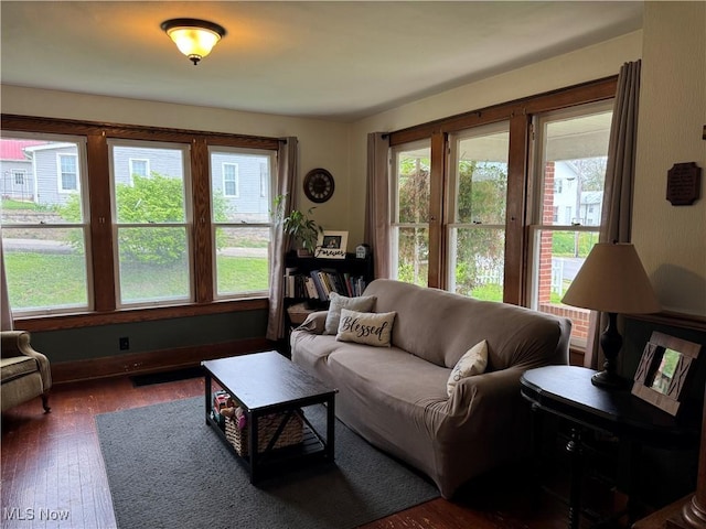 living area with wood finished floors